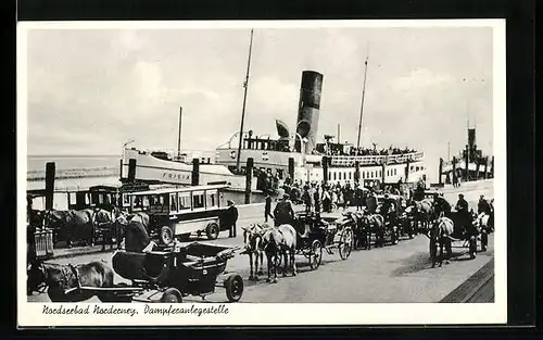 AK Norderney, Dampferanlegestelle mit Dampfer Frisia