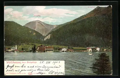 AK Walchensee, Blick auf die Berge Heimgarten und Herzogstand