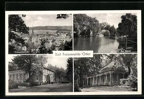 AK Bad Freienwalde /Oder, Ortsansicht mit Kurhaus und Teehäuschen