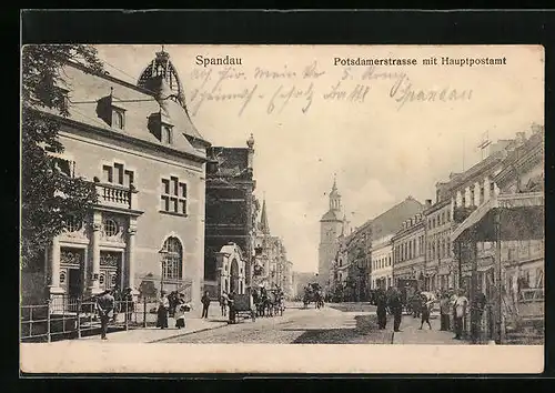 AK Berlin-Spandau, Potsdamerstrasse mit Hauptpostamt