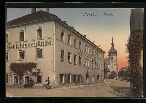 AK Olbernhau i. Erzg., Hotel zur Gerichtsschänke