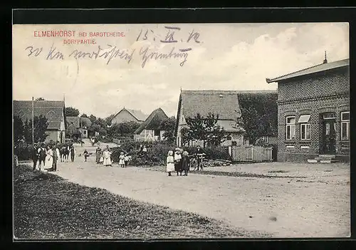 AK Elmenhorst bei Bargteheide, Dorfbewohner auf einer Strassenpartie