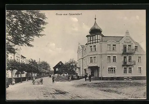 AK Oppelsdorf, Passanten an der Villa Habsburg