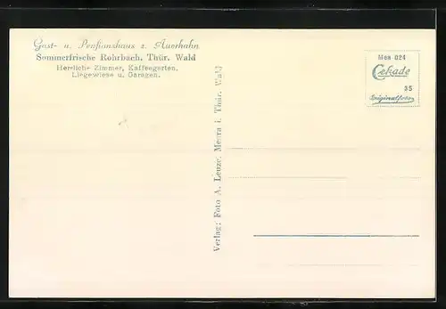 AK Rohrbach / Thür. Wald, Gasthaus und Pension zum Auerhahn