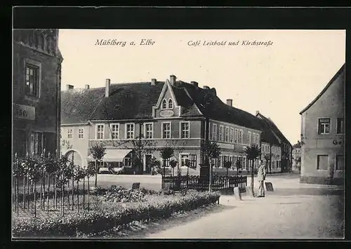 AK Mühlberg a. Elbe, Cafe Leithold an der Kirchstrasse