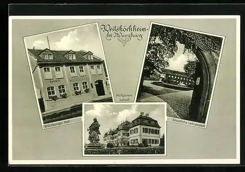 AK Veitshöchheim, Gasthaus Würzburger Hof, Hofgarten Schloss, Staatliche Lehranstalt