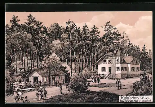 Künstler-AK Rednitzhembach bei Schwabach, Gasthof Kuhr`scher Keller