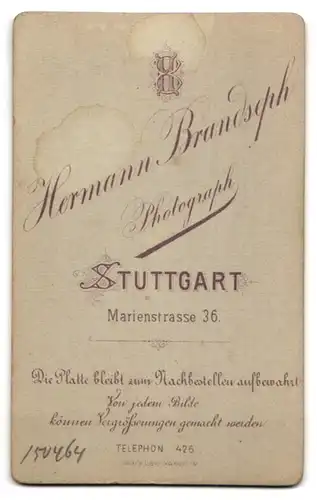 Fotografie H. Brandseph, Stuttgart, Marienstrasse 36, Kleinkind im weissen Kleidchen