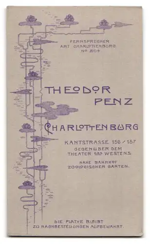 Fotografie Theodor Penz, Berlin-Charlottenburg, Kantstrasse 156 /157, Bursche mit gewichstem Mittelscheitel