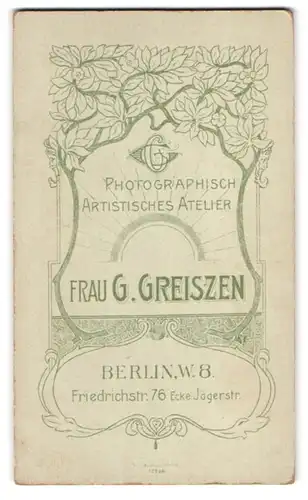 Fotografie G. Greiszen, Berlin, Friedrichstr. 76, Florale Darstellung mit Blattwerk