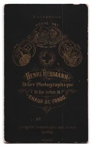 Fotografie Henri Rebmann, Chaux-de-Fonds, 10, Rue du Parc, 10, Stattlicher Herr mit Schnauzbart