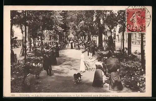 AK Tours, Le Boulevard Béranger, Le Marché aux fleurs