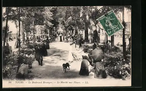 AK Tours, Le Boulevard Béranger, Le Marché aux fleurs