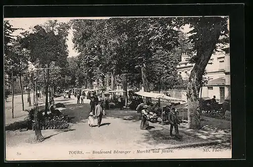 AK Tours, Boulevard Béranger, Marché aux fleurs