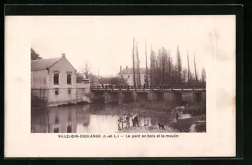 AK Villeloin-Coulange, Le pont en bois et le moulin