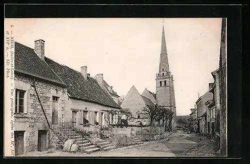 AK Neuil, Rue principale, Église des XI°, XII° et XVI°s