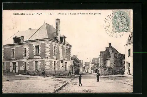 AK Huismes, Place de l`Eglise et Grande Rue