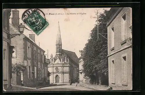 AK Pocé, La Mairie et l`Eglise