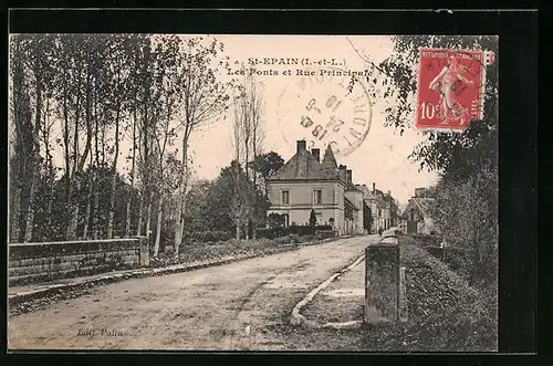 AK St-Epain, Les Ponts et Rue Principale
