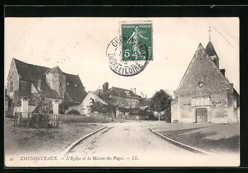 AK Chenonceaux, L`Eglise et la Maison des Pages