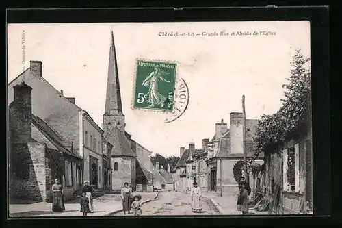 AK Cléré, Grande Rue et Abside de l`Eglise