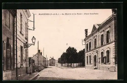 AK Maziéres, La Mairie et la Poste Place Gambetta