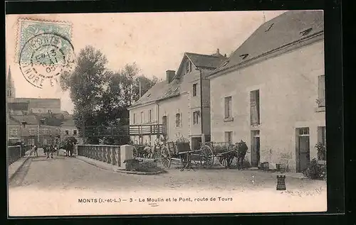 AK Monts, Le moulin et le Pont, route de Tours