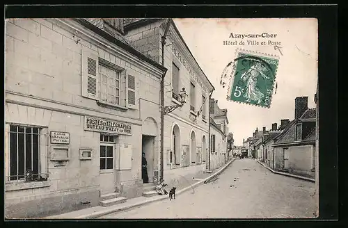 AK Azay-sur-Cher, Hôtel de Ville et Poste