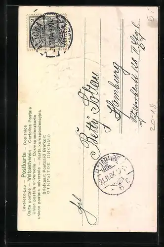 Präge-AK Mit Veilchen verziertes Hufeisen