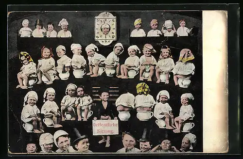 AK Öffentliche Sitzung, Kleinkinder verrichten gemeinsam das Geschäft, Toilettenhumor