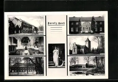 AK Paretz /Havel, Schloss, Altes Gutshaus, Kirche
