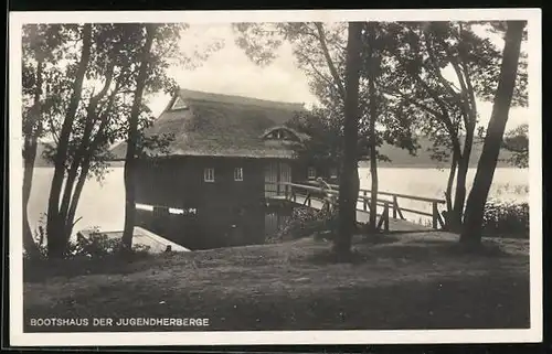 AK Prebelow, Jugendherberge des Kreises Ostprignitz am Prebelow-See, Bootshaus