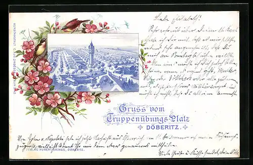 Lithographie Döberitz, Truppen-Übungsplatz mit Wasserturm