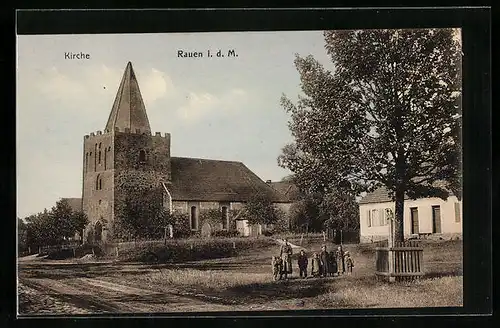 AK Rauen i. d. M., Ortspartie mit Kirche