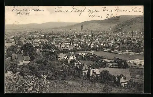 AK Freiburg i. B., Totalansicht vom Hildaturm