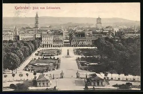 AK Karlsruhe, Blick vom Schlossturm