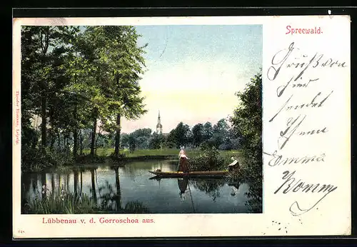 AK Lübbenau /Spreewalde, Flusspartie auf der Gorroschoa