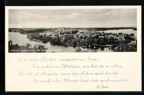 AK Lychen, Ortsansicht aus der Vogelschau