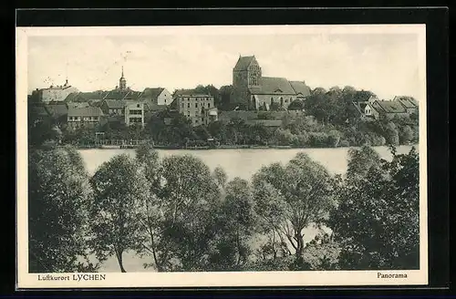 AK Lychen, Panorama vom Ort und Kirche