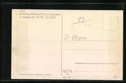 AK Leipzig, 1. Deutsches Arbeiter-Turn und Sportfest 1922, Tausende Turner zugleich