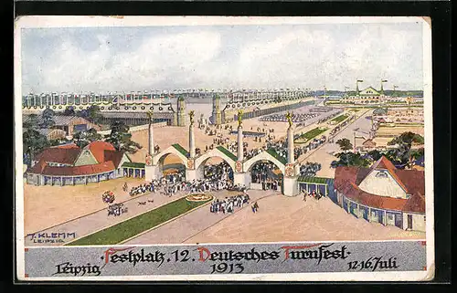 Künstler-AK Leipzig, 12. Deutsches Turnfest 1913, Festgelände