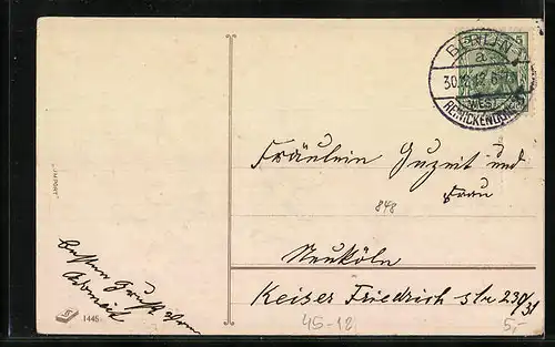 Präge-AK Neujahrsgruss, Kinder fahren Schlitten