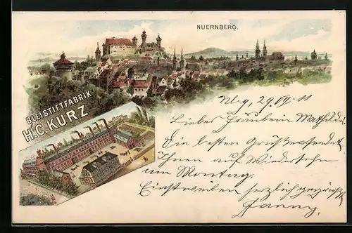 Lithographie Nürnberg, Bleistiftfabrik H.C. Kurz, Panorama