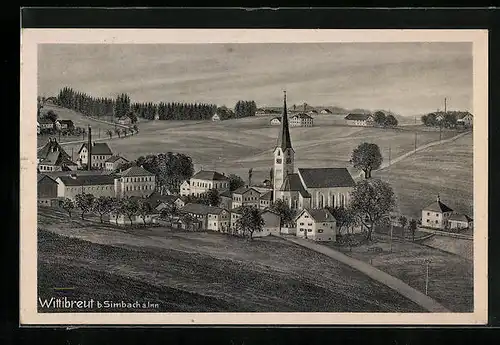 AK Wittibreut b. Simbach, Blick auf die Kirche
