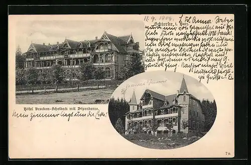 AK Schierke i. Harz, Hotel-Brocken-Scheideck mit Dependence