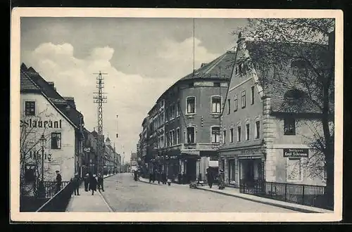 AK Glauchau, Partie an der Leipziger Strasse