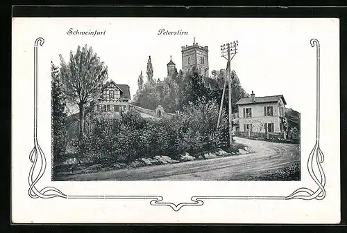 AK Schweinfurt, Strassenpartie mit Peterstirn