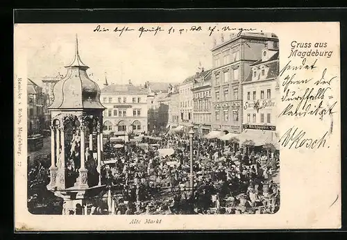 AK Magdeburg, Alter Markt mit Stern Cafe