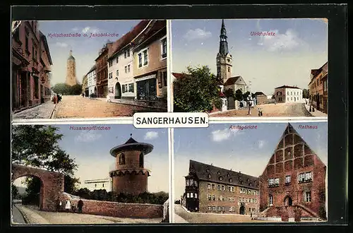 AK Sangerhausen, Rathaus, Ulrichplatz, Husarenpförtchen