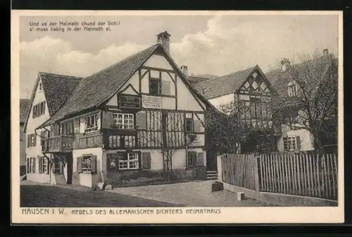 AK Hausen i. W., Heimathaus des allemanischen Dichters Hebels